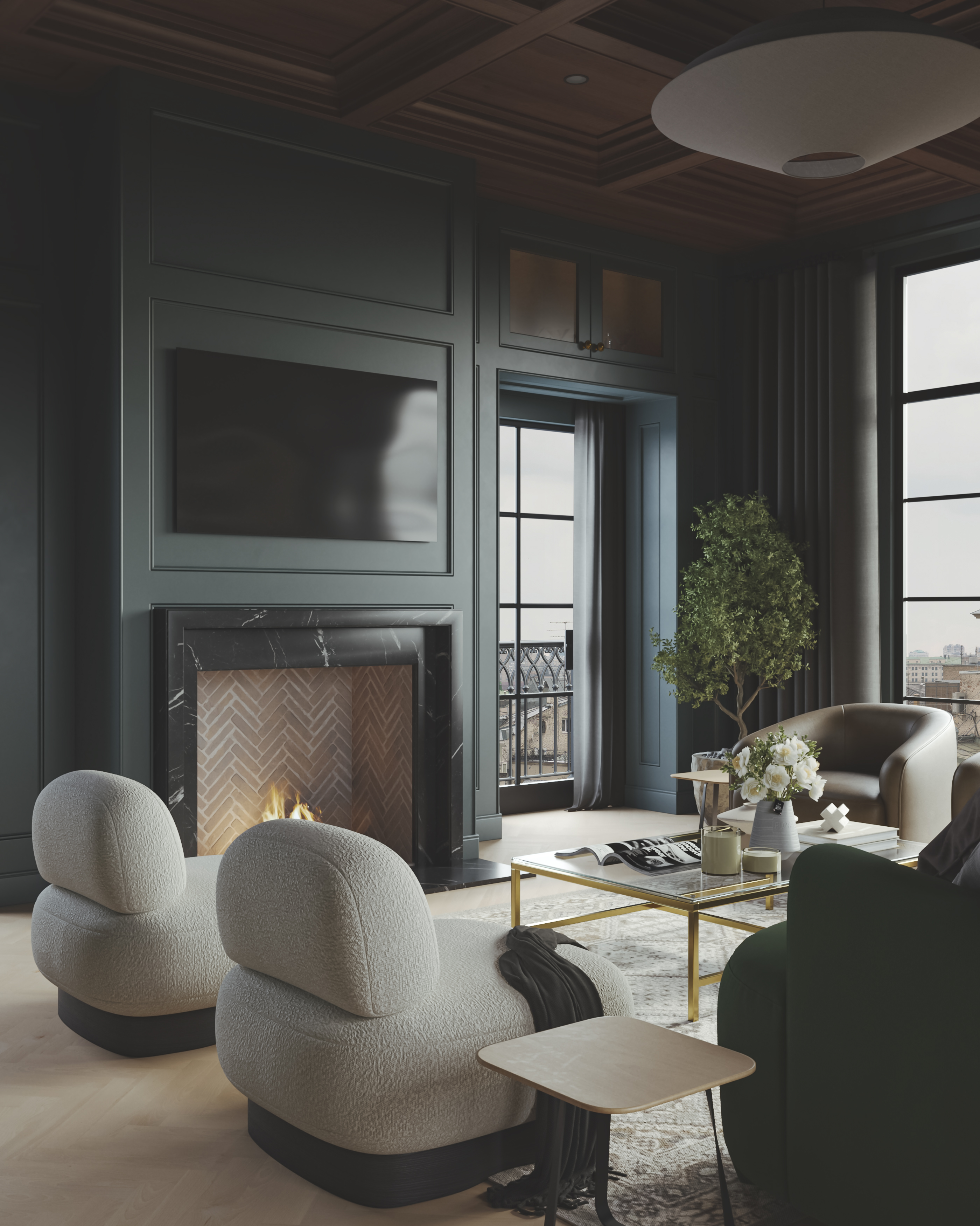 Salón Chimenea Negra — render 1